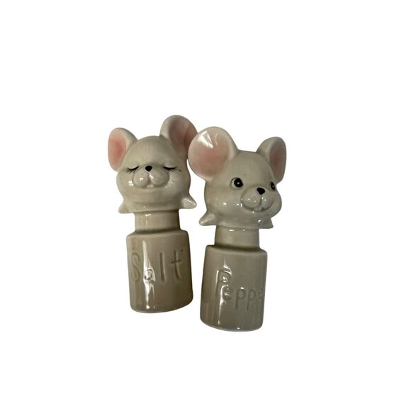 Vintage Handpainted Japan Fitz Floyd 1980 Mouse Salt & Pepper Shakers Set - Picture 3 of 9